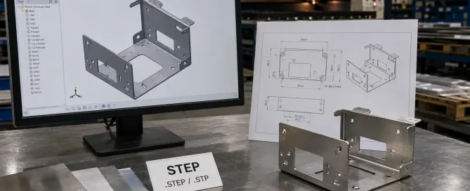 3D CADモデルと加工済み金属部品を含む板金製造用STEPファイル